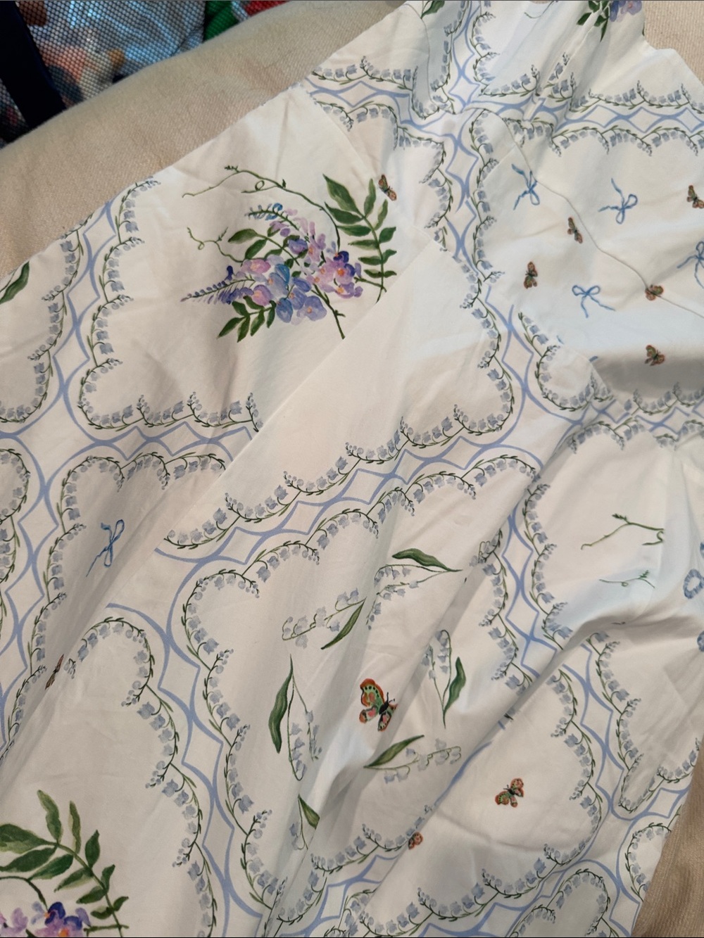 Hill House White Sundress with Blue Motif & Floral Accents - Picture 3 of 11